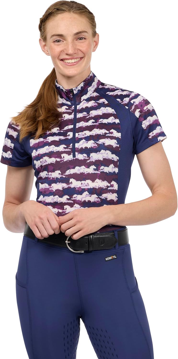 Kerrits Women EquiBreeze Ice Fil Short Sleeve Horse Riding Shirt – Ultra-Lightweight Cooling Equestrian Top, Great for Summer