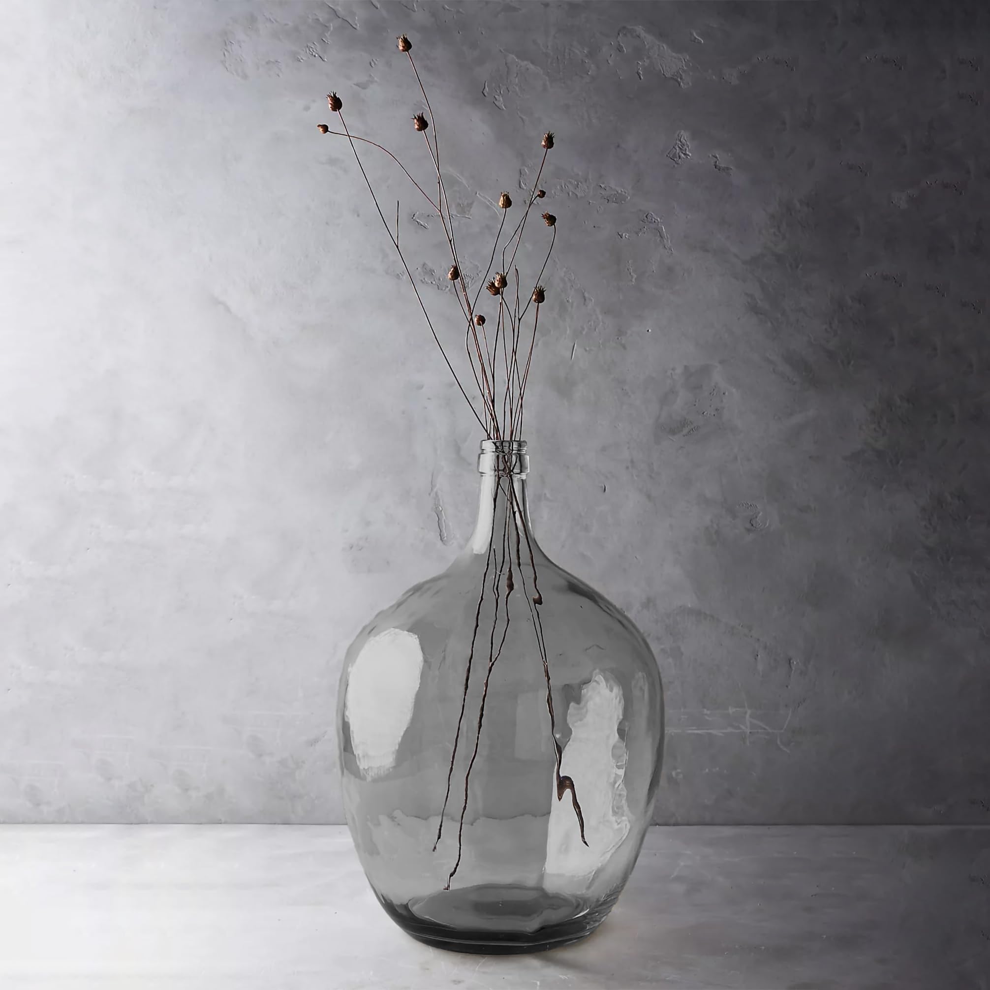 ENMOLOVE 21" Extra Large Floor Glass Vase for Tall Pampas