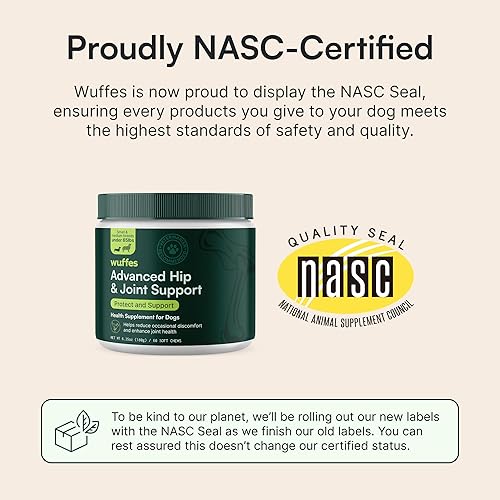 Miniatura 2 de Wuffes Suplemento avanzado para cadera y articulaciones de perro con glucosamina, condroitina, omega 3, MSM y mejillón de labios verdes (paquete de