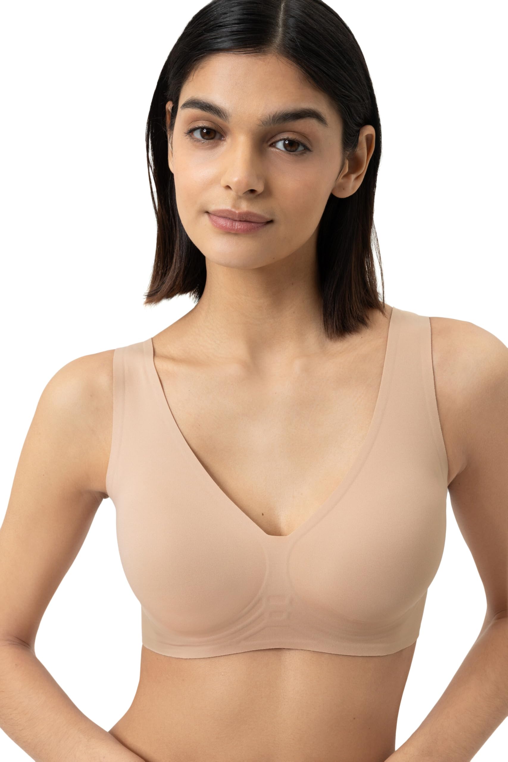 Mey Bustino da donna: con cuscinetti rimovibili, senza ferretto, spalline larghe, cuciture extra piatte, incollate, traspirante, serie Simply Better Invisibles