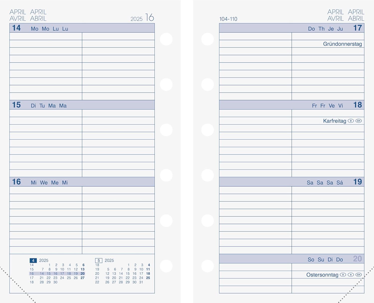 BRUNNEN Mini + Weekly Calendar 2025 | A7