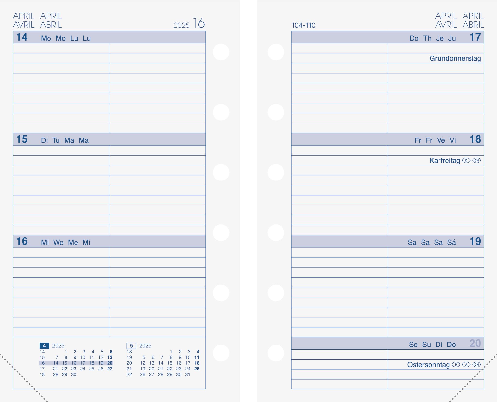BRUNNEN Mini + Weekly Calendar (2025), 2 Pages = 1 Week, A7, 128 Pages, multicoloured - Image 2