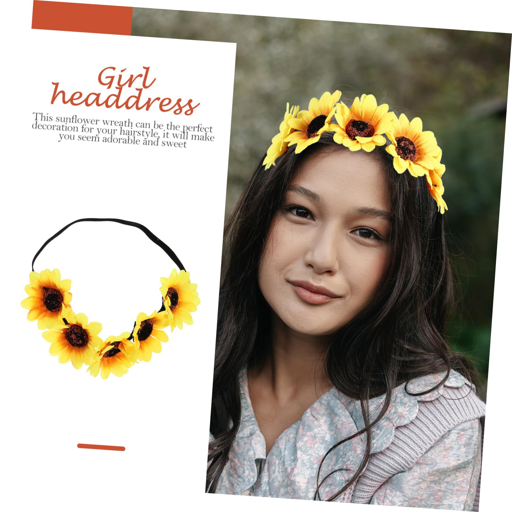 Bandeaux pour Cheveux Femme 2pcs Ornement de Cheveux Tournesol en Tissu et Nylon, Style Bohème Élégant, pour Mariage et Plage