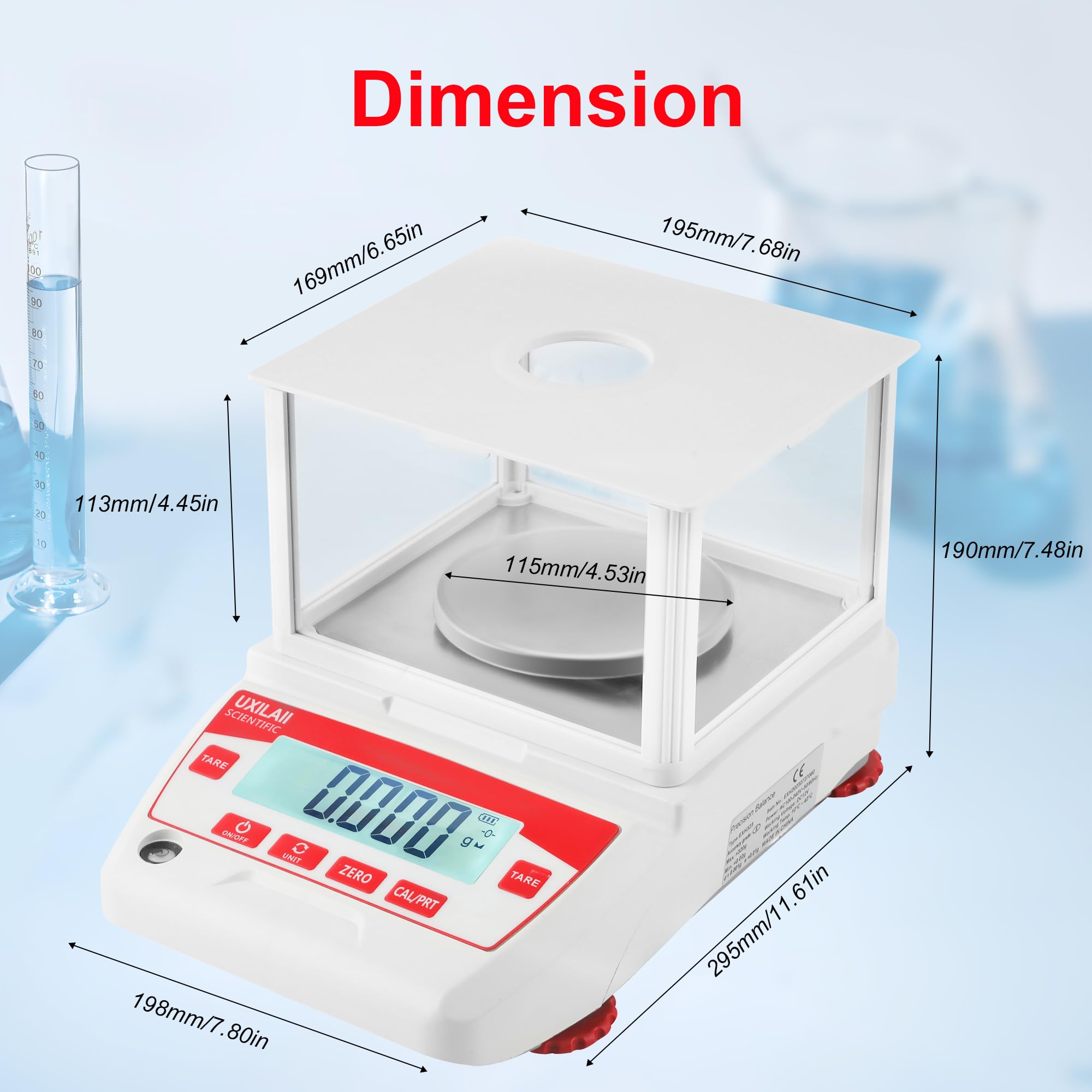 Bilancia analitica 200 g x 0,001 g GN ct Unità Laboratorio Scientifico Elettronica Bilancia Display LCD per Laboratorio Scuole Chimiche Gioielli con Parabrezza in Plastica