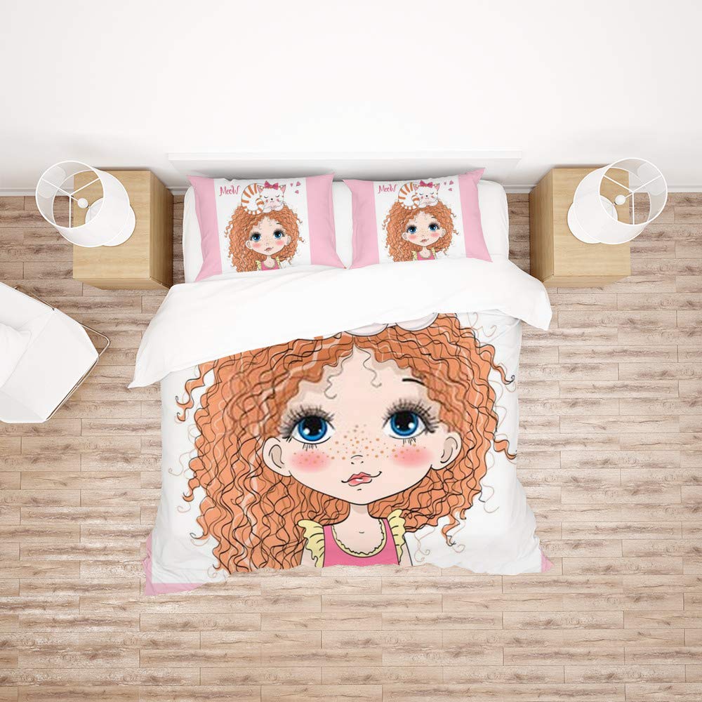 Parure de lit chat pour petite fille douce | Des nuits sereines toutes saisons en lit King