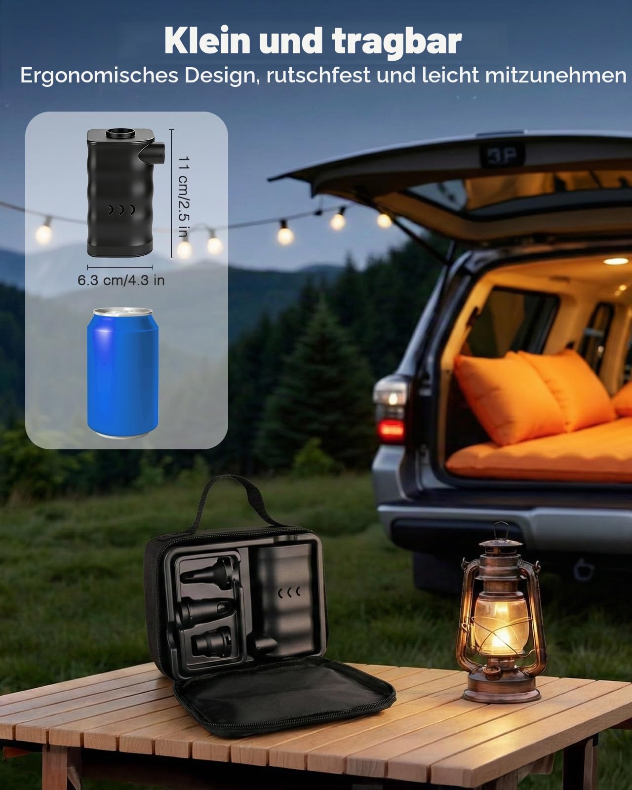 Zacro 6000mAh Elektrische Luftpumpe tragbare, 2in1 Inflate und Deflate elektrische Pumpe, USB und DC-Aufladung Akku luftpumpe eingebaute Batterie für Aufblasbaren Betten Luftmatratz Pool Schwimmring
