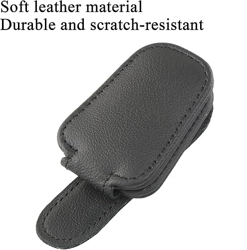 Miniatura 3 de KIWEN Soportes para lentes de sol para visera de automóvil, clip magnético de cuero para lentes de sol, clip para tarjeta de boleto, accesorios para