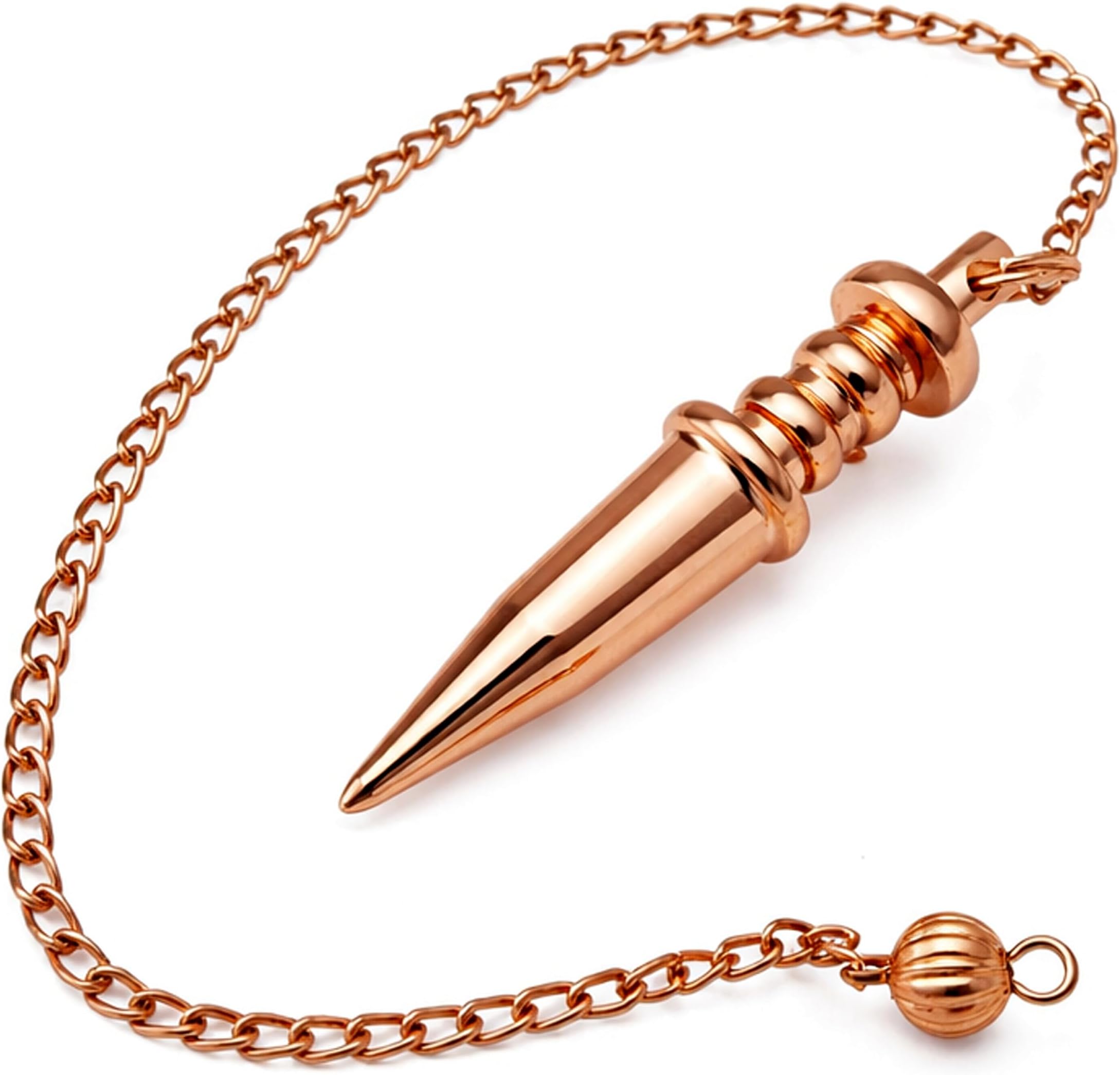 Copper Metal Light Weight Solid Cone Point Small Pendulum. Healing Dowsing Reiki Pendulum for Divination and Meditation.