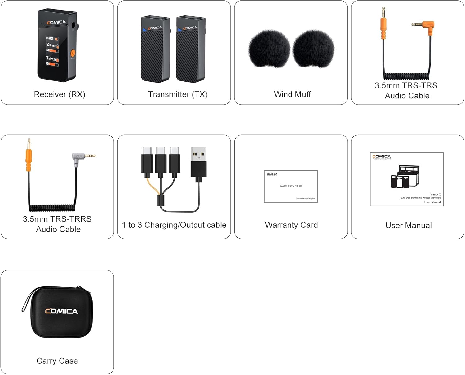 COMICA Vimo C2 Wireless Lavalier Microphone, 2.4G Dual Transmitter Noise Cancellation, 8HR 656FT Wireless Mic for YouTube Video Recording Online Class Live-Stream Vlog on Camera Smartphone PC - Image 8