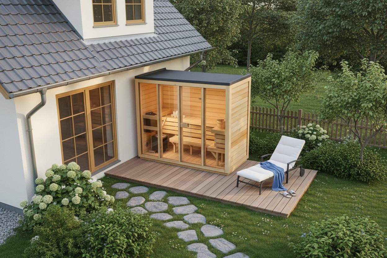 Gartensauna Kuuma L 242x111cm in Naturbelassen für bis zu 4 Pers.