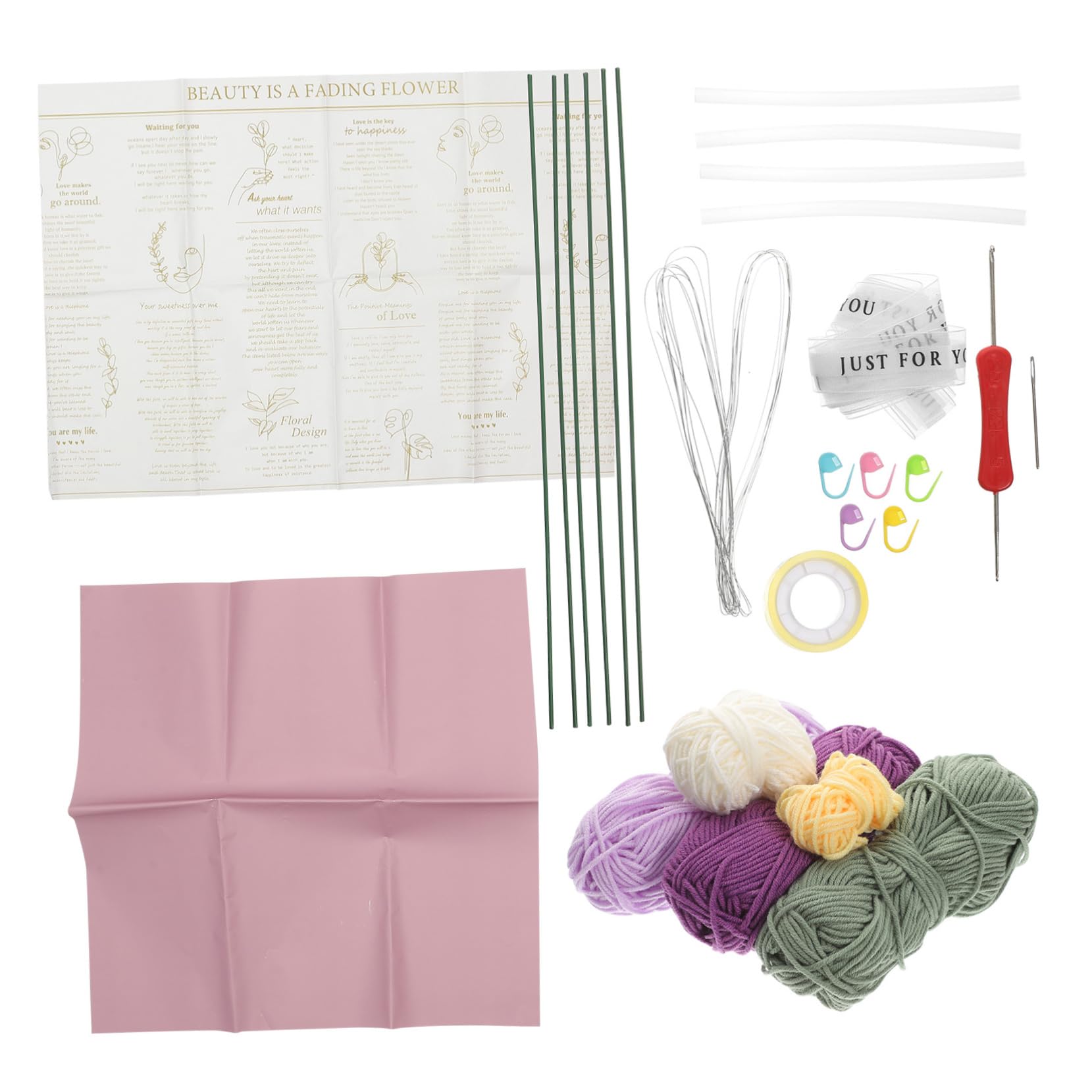 OSALADI 1Set Crochet Kit for Beginners DIY Tulip Bouquet Craft Set Fun Learning Crochet Kit for Creative Yarn Crafting Experience Present for DIY Enthusiasts