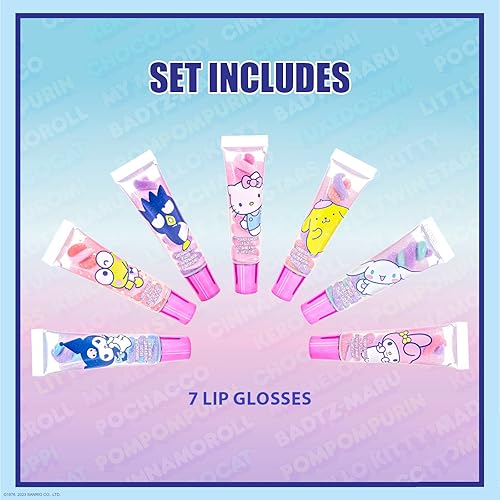 Miniatura 2 de Townley Girl Hello Kitty and Friends - Brillo de labios de 7 piezas a base de plantas, recuerdos de fiesta para niñas, juego de labios para niñas,