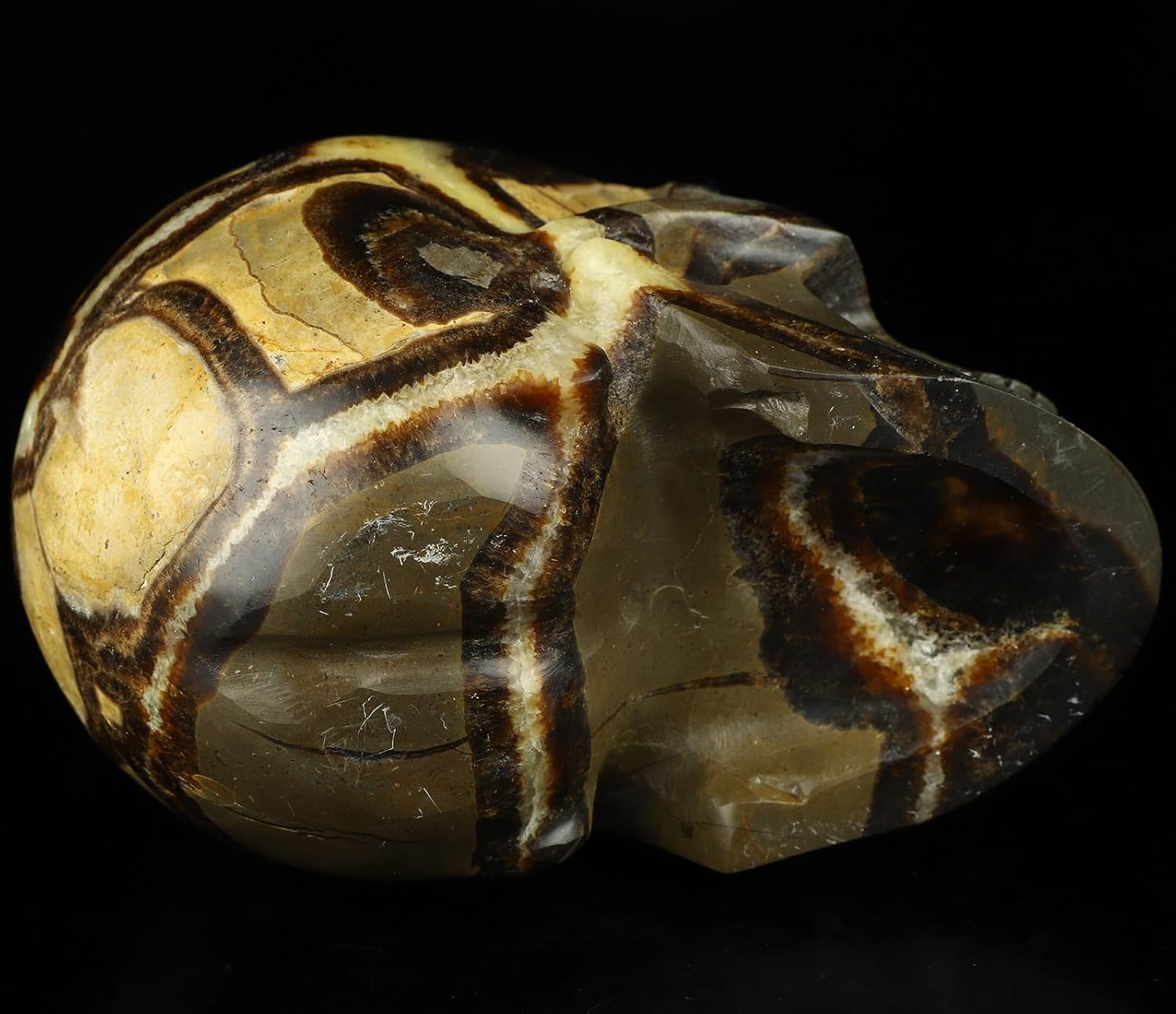 Skullis 5.0" Dragon Septarian Stone Crystal Skull, Hand Carved Gemstone Fine Art Sculpture, Reiki Healing Stone Statue.2679.