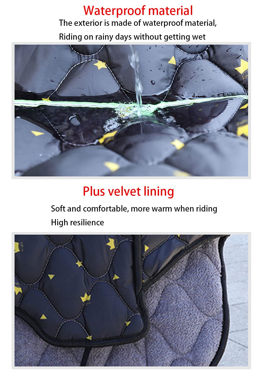 Pare-Brise de Voiture à Batterie, Pare-Brise de Protection Solaire pour Moto électrique d'hiver, épaississement accru et imperméable en Velours