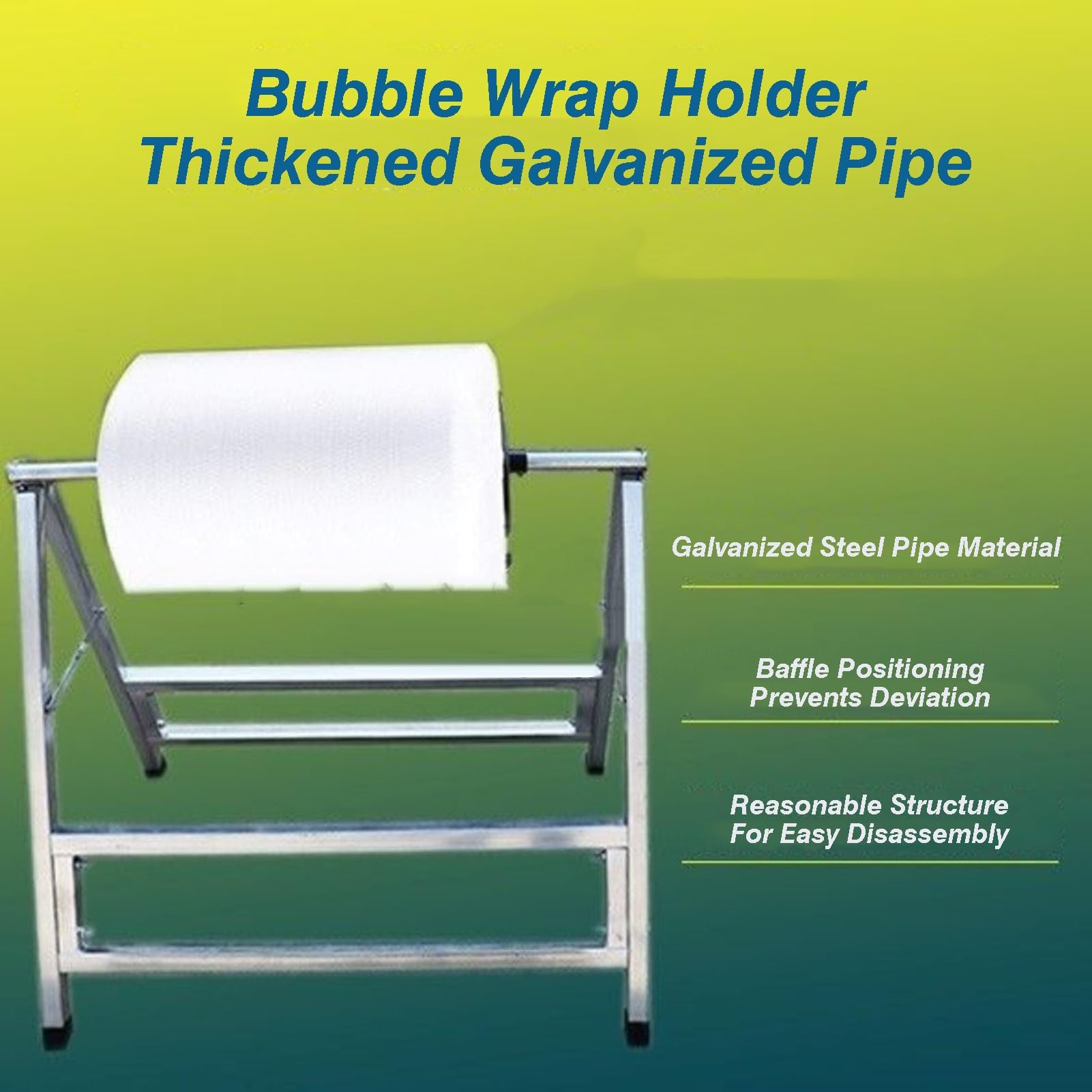 Supporto per rotolo di pluriball resistente, capacità di carico 120 kg, supporto per imballaggio in metallo per lo spostamento, rack di supporto per film isolante EPE