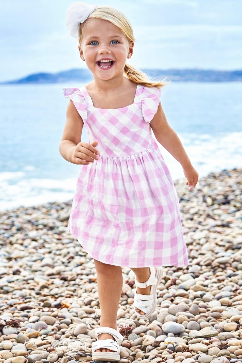 Mayoral Vestito Bambina, 3-9 Anni, Rosa con Fiori Applicati, Bretelle con Volant, Schiena Stile Nuotatore, Jersey di Cotone Elasticizzato