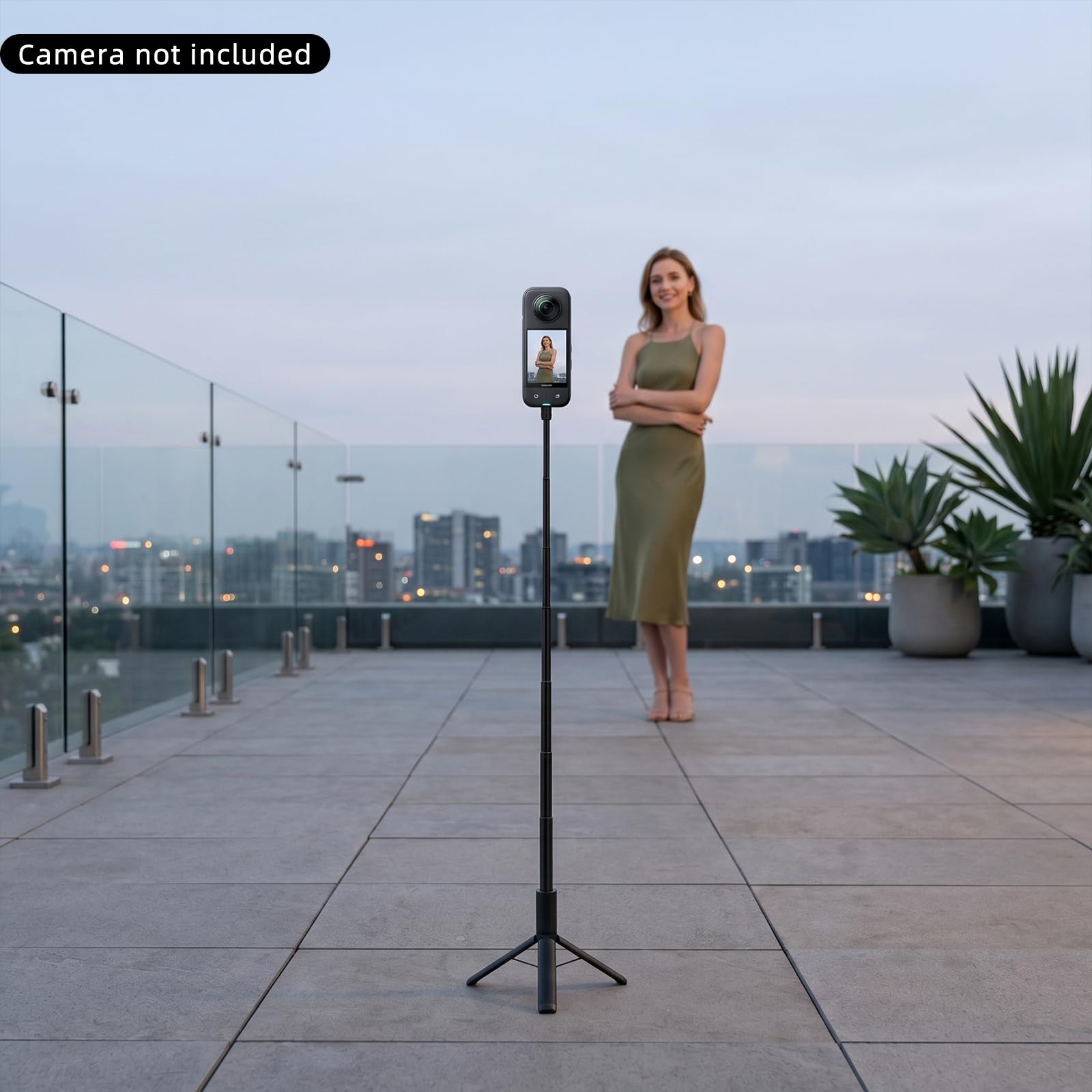 Bastone per selfie con treppiede, 122 cm, in lega di alluminio, supporto