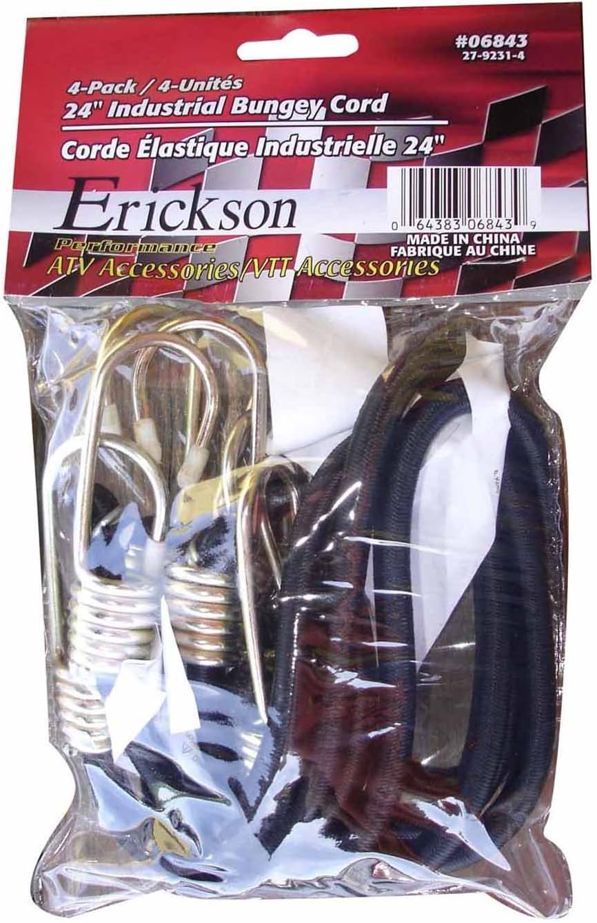 Erickson 06843 Black 24" Industrial Bungey Cord, (Pack of 4)