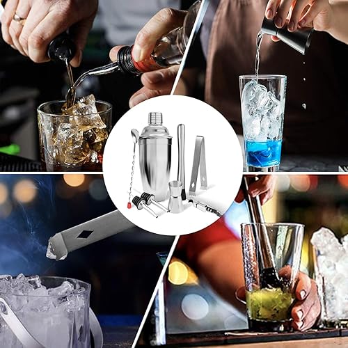 Miniatura 4 de Juego de coctelera, kit básico de 8 piezas para mezclar bebidas, coctelera de Martini, jigger, Muddler, cuchara de bar, pinza de hielo, sacacorchos,