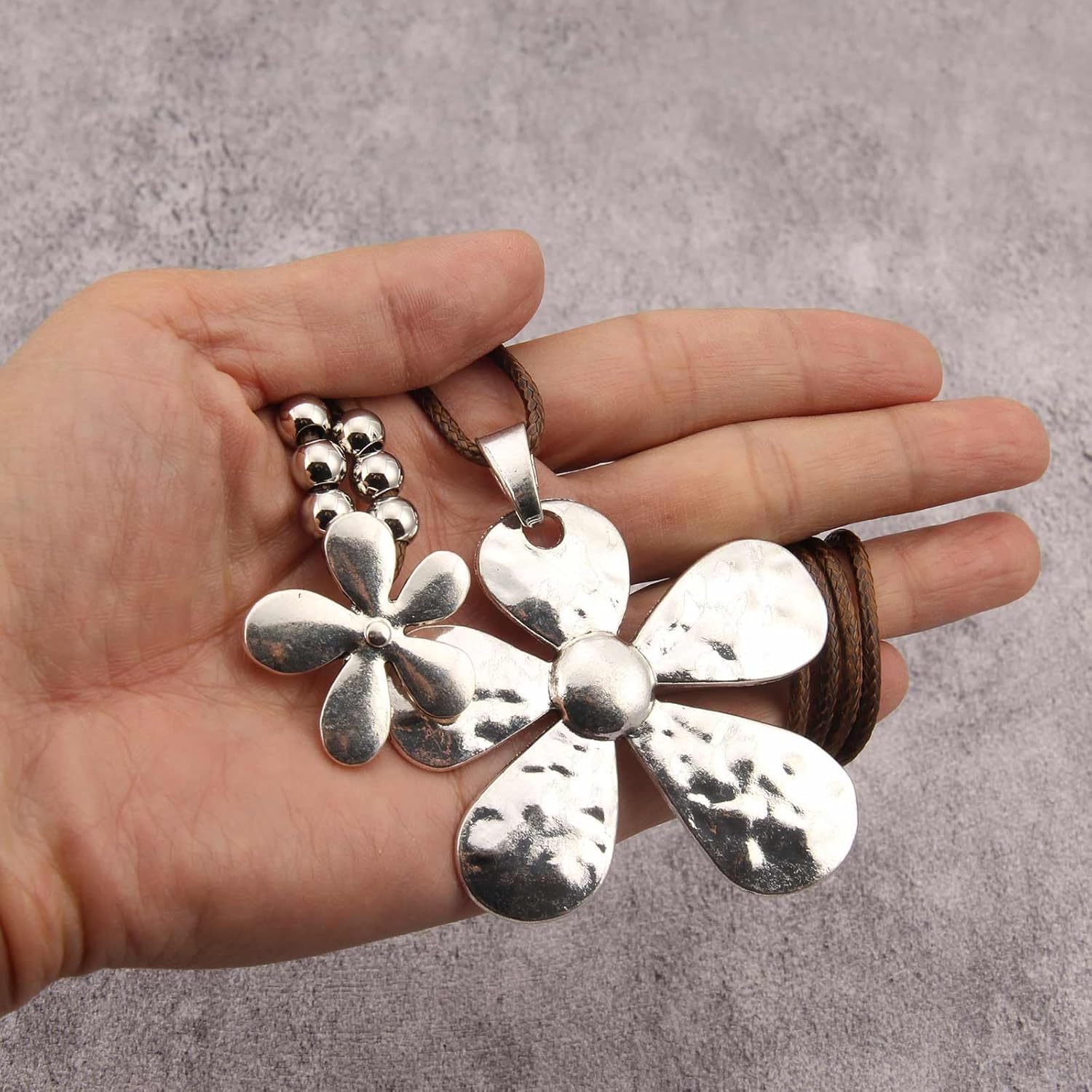 Boho Necklace for Women Adjustable Silicone Rope with Gold Beaded Pendant Chunky Handmade Vintage Jewelry - Image 8