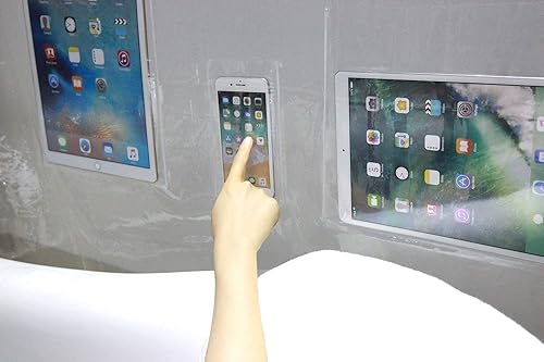 Miniatura 3 de Forro transparente para cortina de ducha con 8 bolsillos para pantalla táctil para teléfono, iPad, joyas, monitor de bebé, con ojales inoxidables y