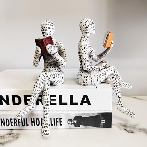 Miniatura 3 de Figura de mujer de lectura, estatua de pensador, decoración moderna de estantería, escultura estética, decoración de habitación, decoración