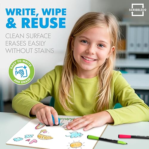 Miniatura 5 de Paquete de 6 pizarrón de borrado en seco de 9 x 12  Pizarrón de aprendizaje interactivo  Para uso de estudiantes y en el aula tablero de dibujo y