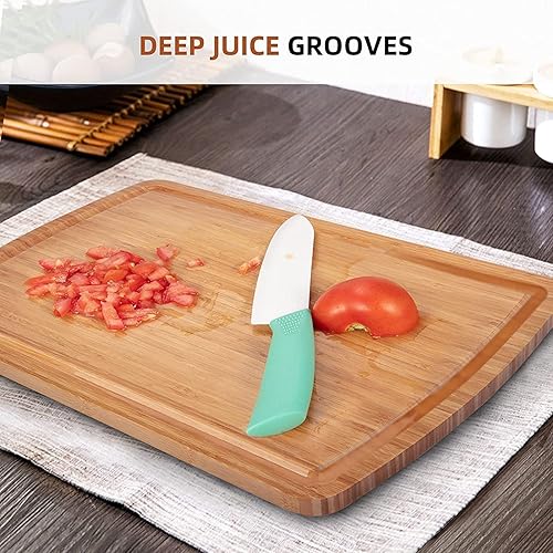 Miniatura 3 de Tabla de cortar extragrande de 30 x 20 pulgadas, tablas de cortar de madera de bambú grandes para cocina, bloque de carnicero de madera grande para