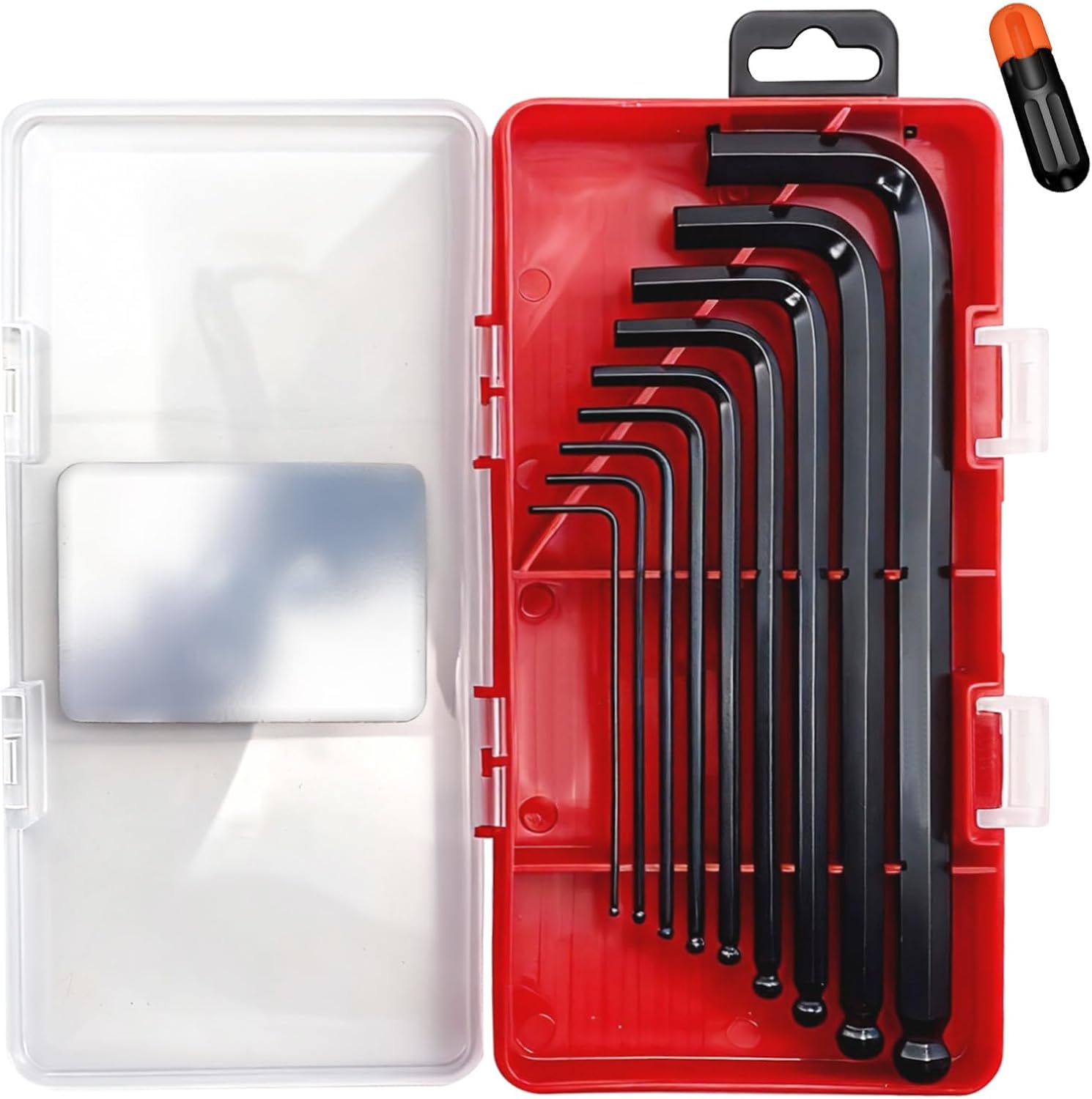 VEGCOO 9Pcs 1.5-10MM Allen Key Set, Black Metric Allen Keys with Booster, Anti-Slip Long Ball Hex Key Set, for Furniture Assembly, Repairs, DIY