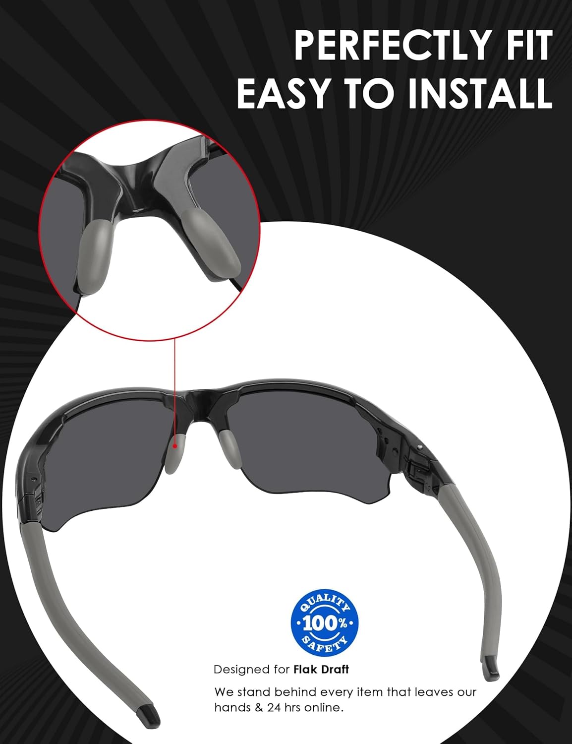 BLAZERBUCK Replacement Sock Kits Earsocks & Nosepieces for Oakley Flak Draft OO9364 Sunglasses