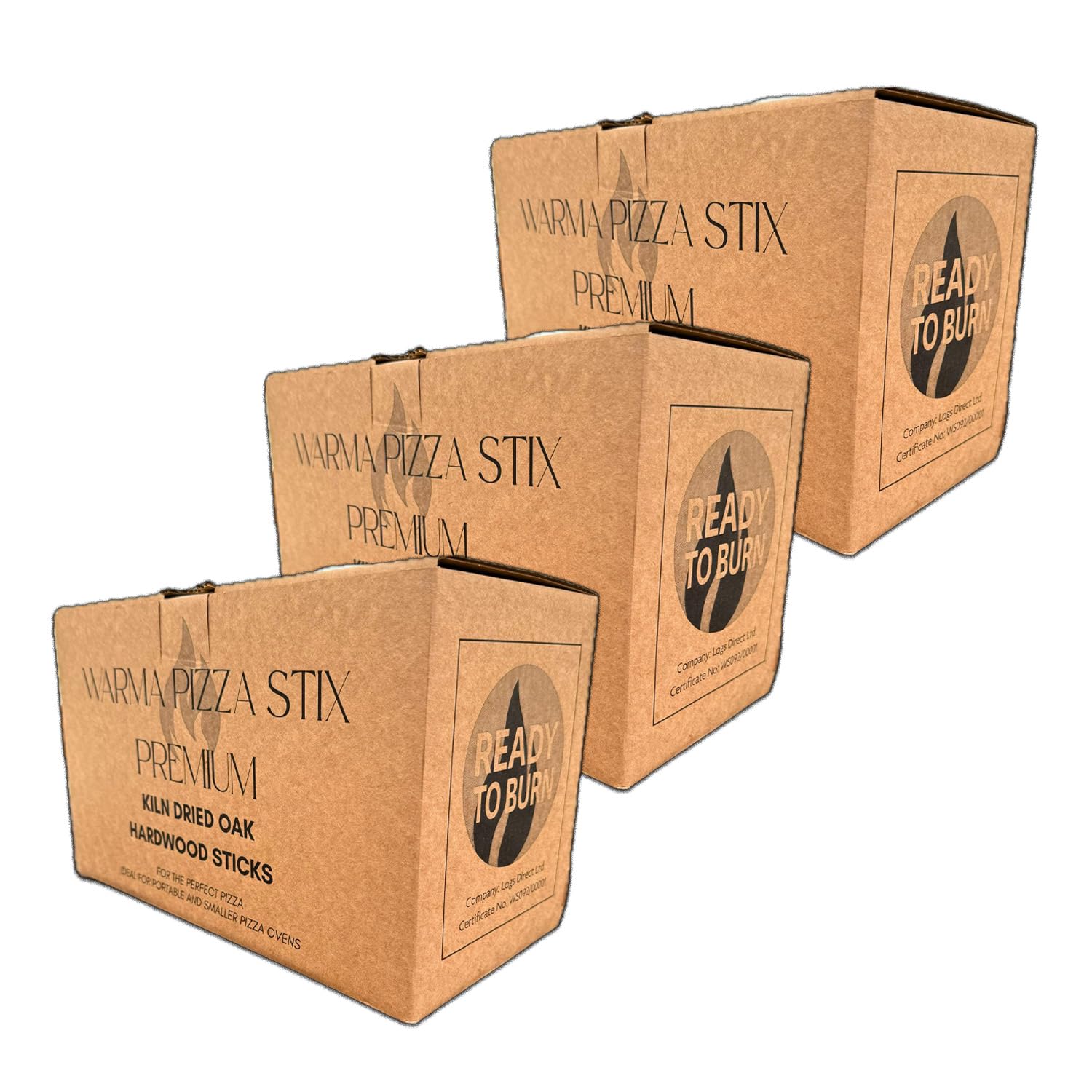 Warma Oak Pizza Stix Oven Wood Logs 13.5kg - Kiln Dried Oak Hardwood Kindling Sticks - For Ooni Uuni Nero Dellonda Portable Small Mini Pizza Ovens Garden Outdoor Fire Pits & Stoves - 3 x 4.5kg Boxes