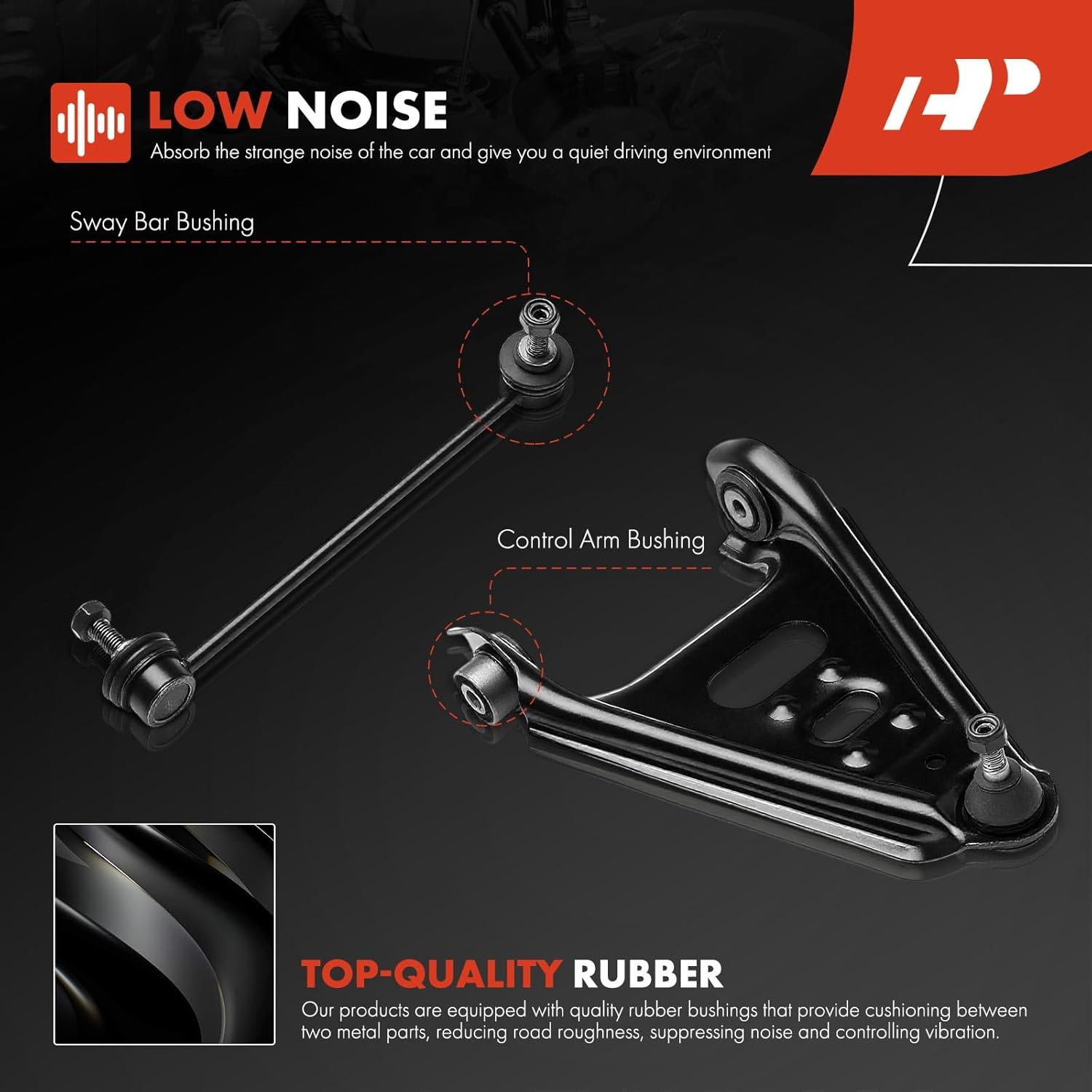 A-Premium Set of 4, Front Lower Control Arm, Sway Bar Link, Compatible with Smart Fortwo 2008-2016