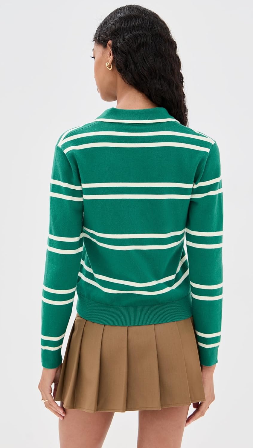 State & Lake Women's Long Sleeve Striped Polo - Image 4