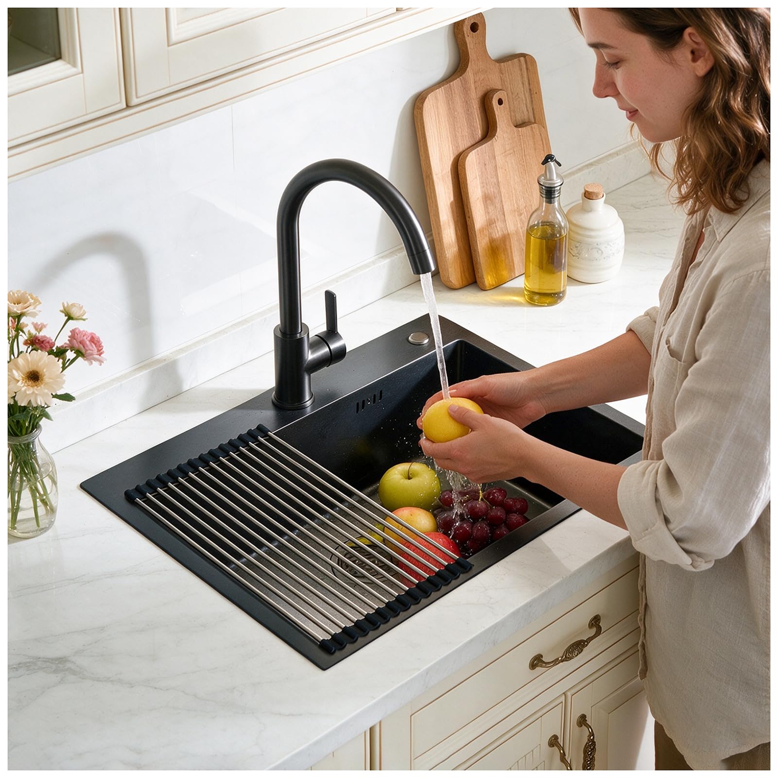 HZKSINNK Small Kitchen Sink, Silver Single Bowl, Undermount Or Topmount Fitting Into Kitchen Sink, 304 Stainless Steel, Suitable For Kitchen, Bathroom, Caravan Travelling, With Curtain And Overflow Ki — image 1