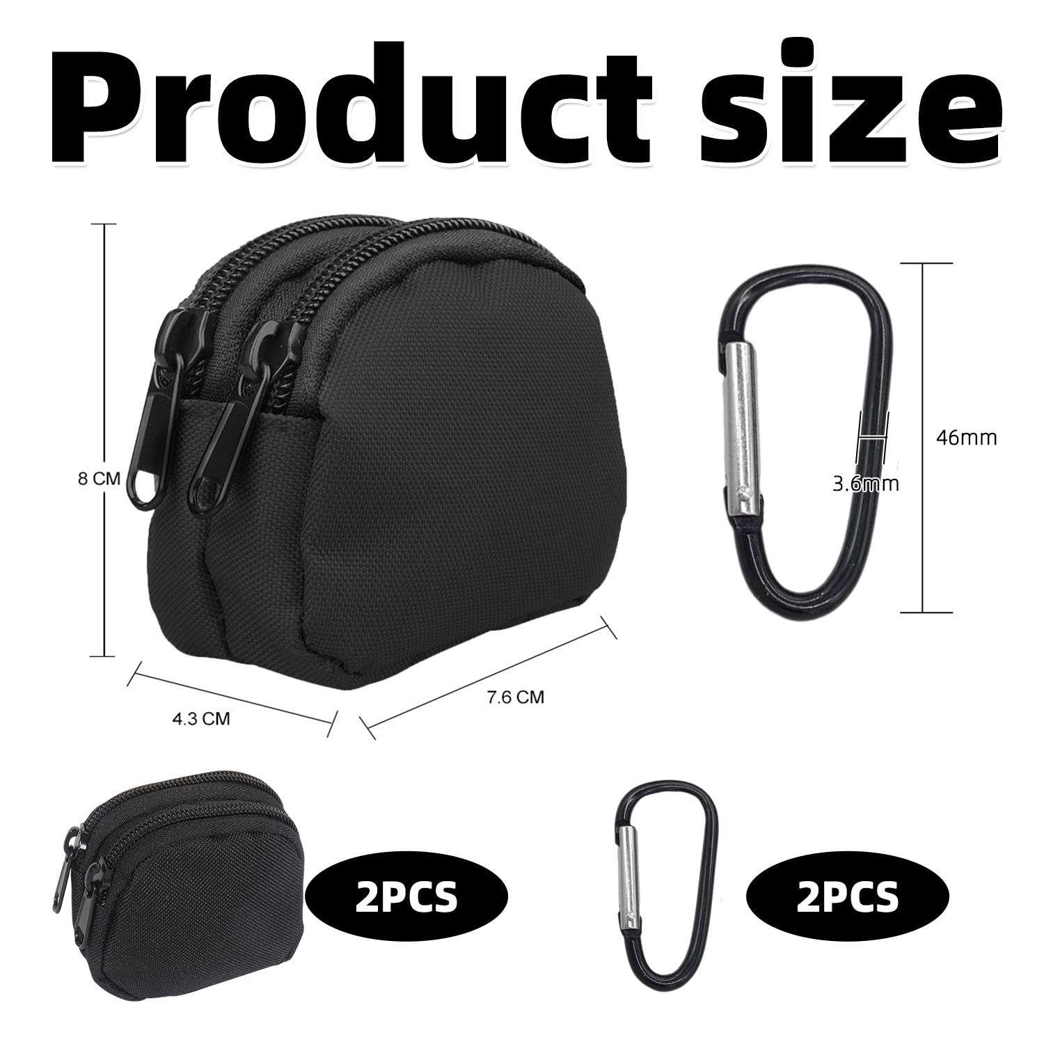2 Mini Borse Da Cintura, 2 Moschettoni, Borsa Tattica, Organizer, Attrezzatura Tattica ed Escursionismo, Mini Portachiavi a Portafoglio