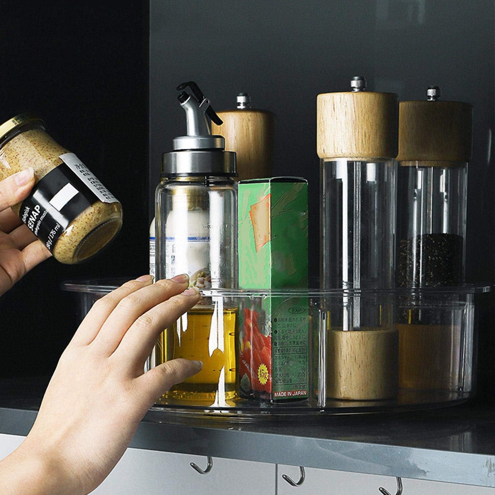 Lazy Susan Plateau tournant nizer pour condiments, épices et ustensiles Conteneur de rangement en plastique avec sections divisées
