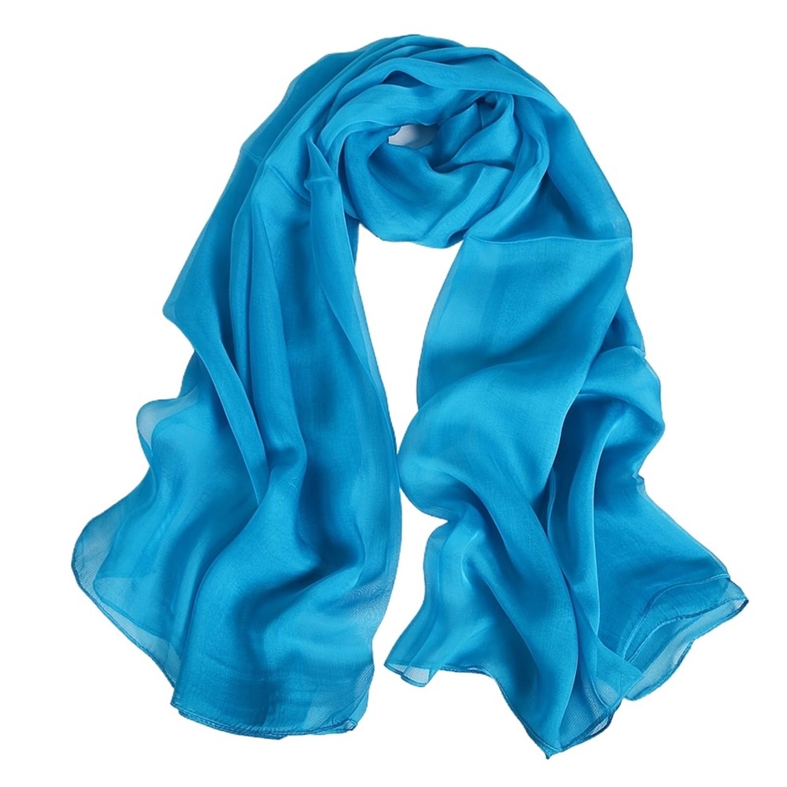 Pañuelo de seda pequeño 1pc Peacock Blue Winter Mulberry Silk Long Scarves Wraps Female Fashion Large Scarf Shawl Spring Fall Cape