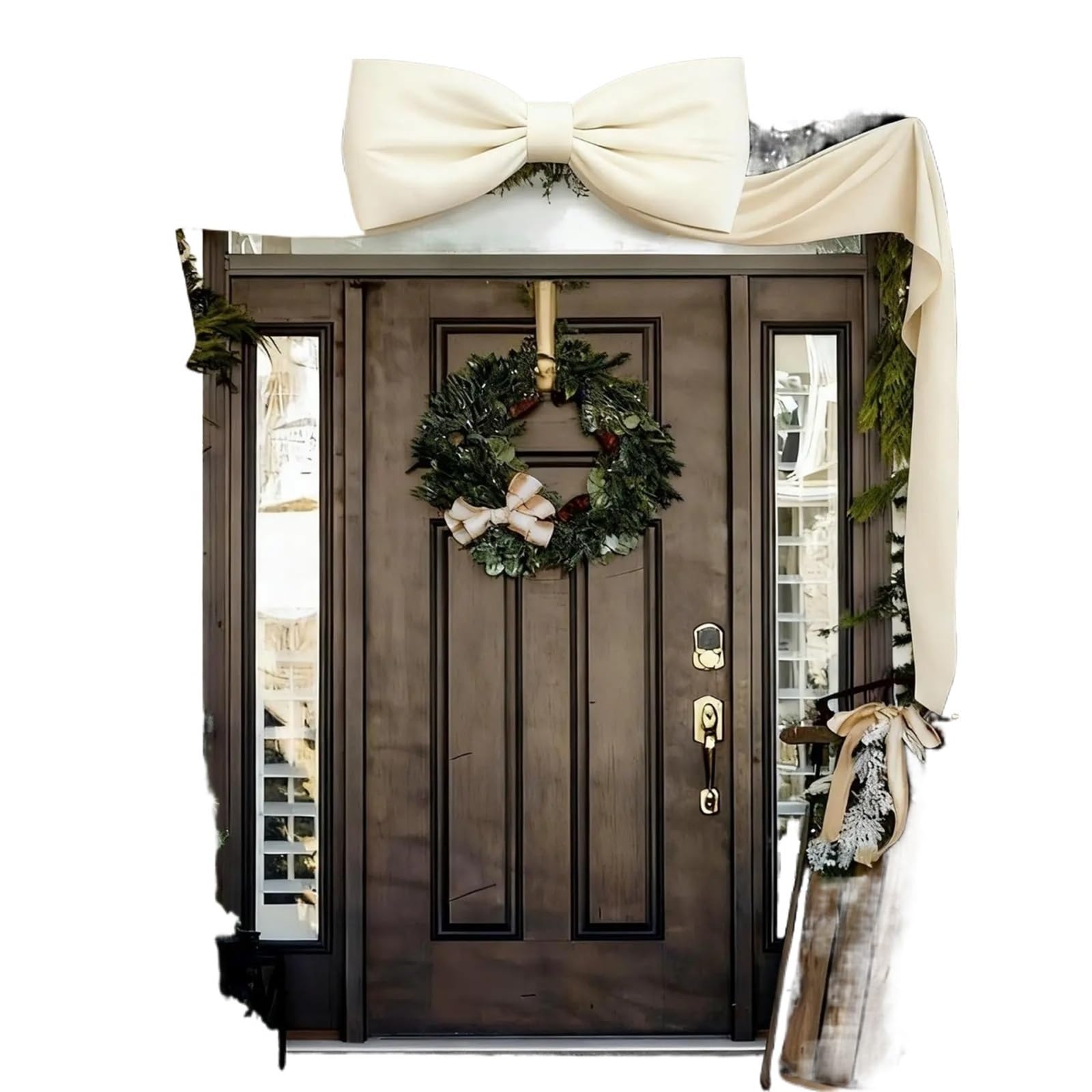 Große Schleifen Große Samt-Baumspitze mit Schleife, Weihnachtsdekoration, großes Band for Tür, Fenster, Hochzeit, Party, Hintergrunddekoration(White)