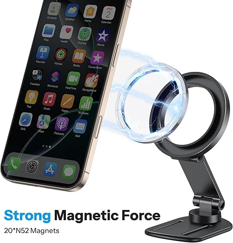 Miniatura 7 de OMOTON Soporte magnético para teléfono Magsafe, rotación de 360 con 2 correas de velcro, imanes fuertes compatibles con botella Stanley de 30 onzas