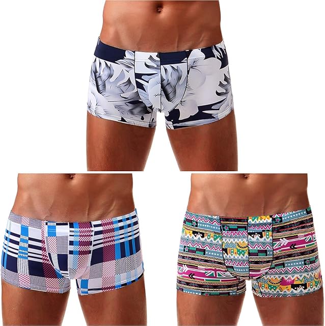 Arjen Kroos Men's Low Rise Seamless Boxer Briefs Hipster Pouch Underwear, M/28.3-30.7 inch, Multicolor(3-pack)