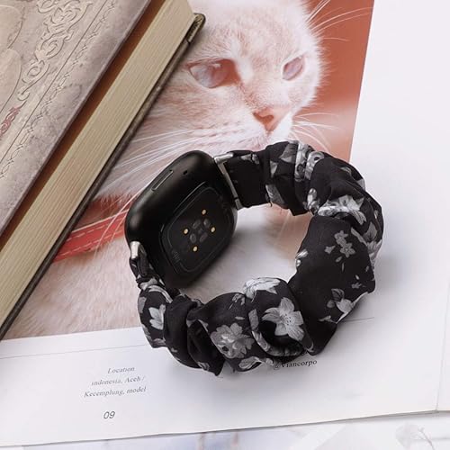 Miniatura 3 de GTHY Compatible con correas Fitbit SenseVersa 3Versa 4Sense 2, para mujeres y niñas, correas de repuesto de tela coletera, accesorios, L, S