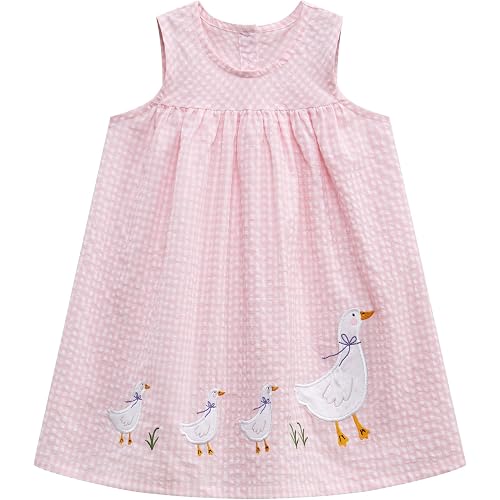 FreeLu Toddler Girls Cotton Summer Short Sleeve Dress Cartoon Print Casual Jersey Dresses