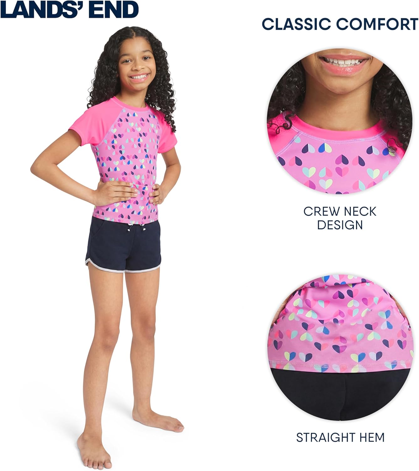 Lands' End Boys' Swim UPF 50 Plus Short Sleeve Sun Tee Rash Guard Shirt - Image 6