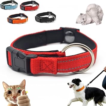 Magnetic Dog Collar, Double-Layer Fabric, Material + Heavy-Duty Buckle, Reflective Dog Collar Waterproof, for Dogs