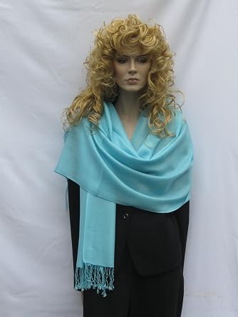 Solid Pashmina Scarf, Shawl, Wrap & Stole(Regular Size) Caribe Blue