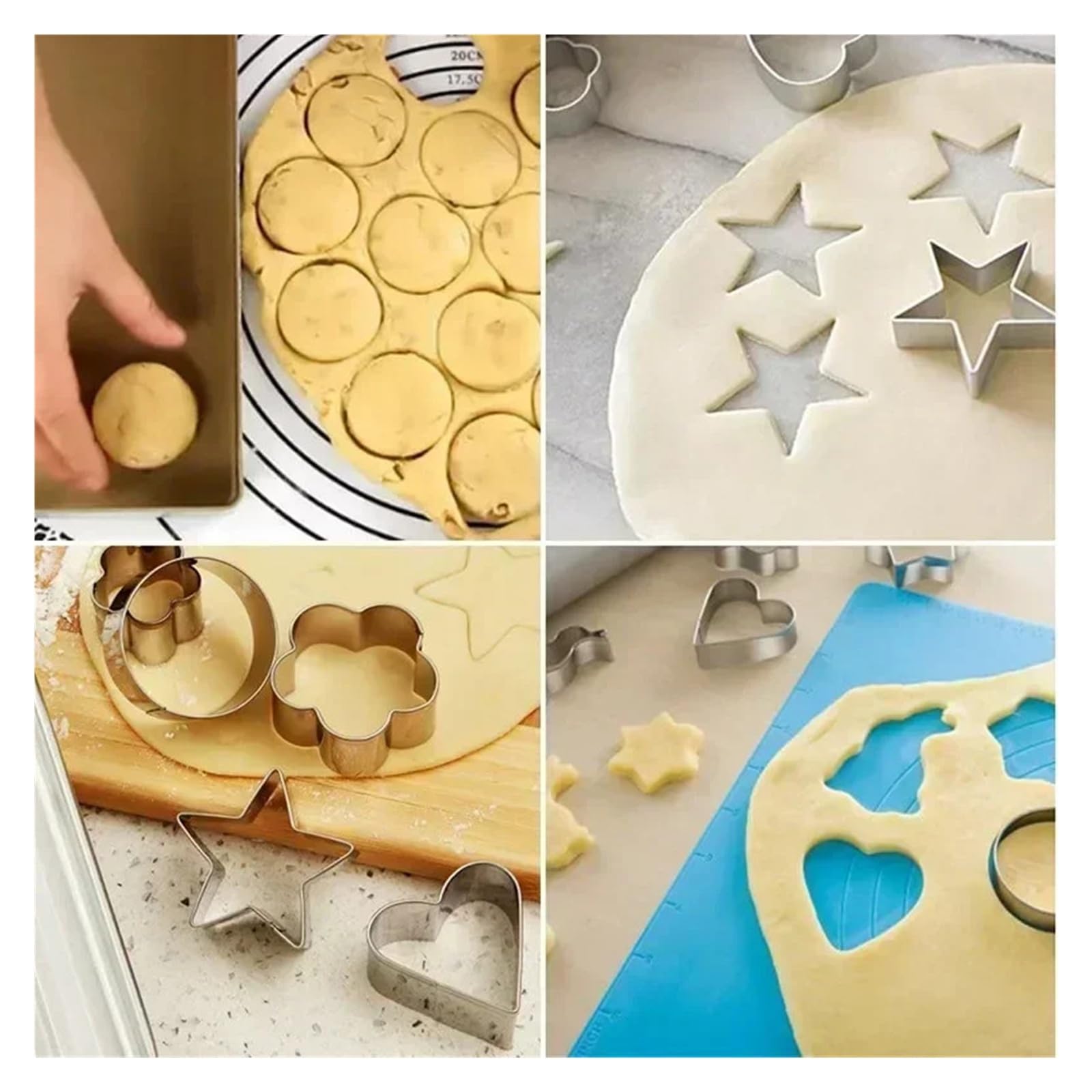 30 Stück Edelstahl-Kuchenform mit Box, Herz, Stern, Blumenform, Ausstechformen, Schokoladenformen, Fondant, Kekse, Gebäck, Backformen