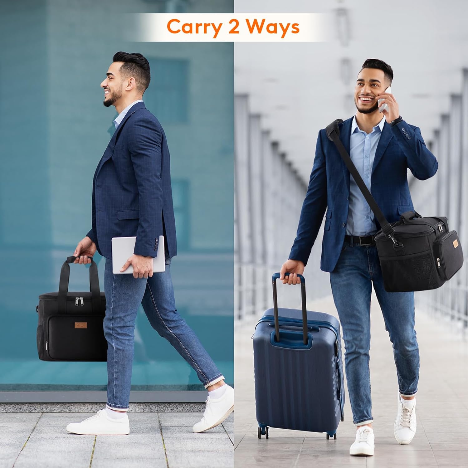 Lifewit Large Lunch Bag Insulated Lunch Box Soft Cooler Cooling Tote for Adult Men Women, Black 40-Can (24L)