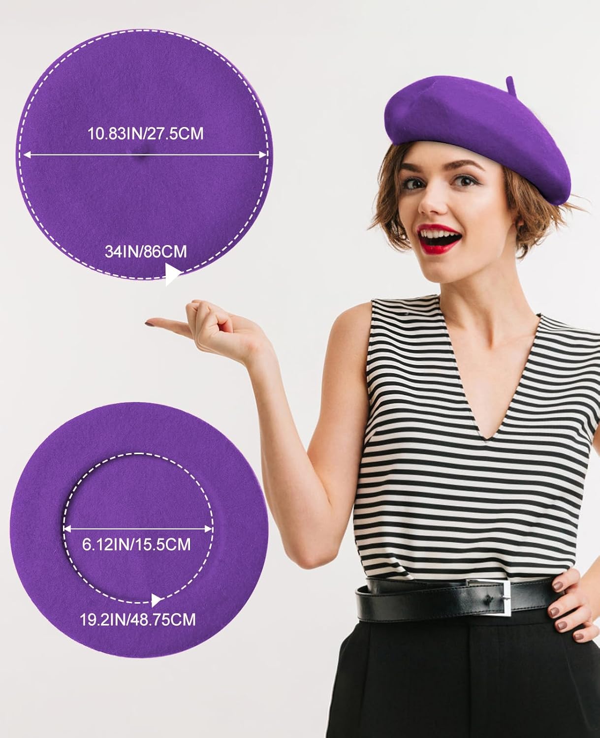 Wool Berets for Women - Classic French Beret Hats for Women and Kids, Solid Color Artist Style - Image 5