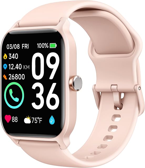 Smart Watch for Women(Answer/Make Calls), Alexa Built-in, 1.8" Fitness Watch with 24H Heart Rate/Sleep/Blood Oxygen Monitor, IP68 Waterproof, 100+ Sports, Ladies Smartwatch for iOS Android