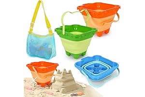 AMOR PRESENT 4PCS Collapsible Sand Bucket, Foldable Castle Pails Buckets
